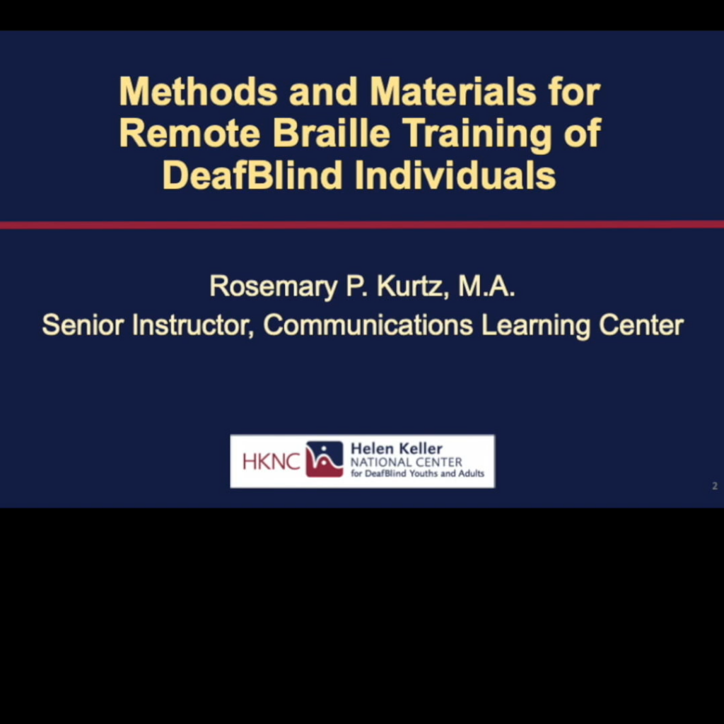 Methods and Materials for Remote Braille Training of DeafBlind Invidividuals