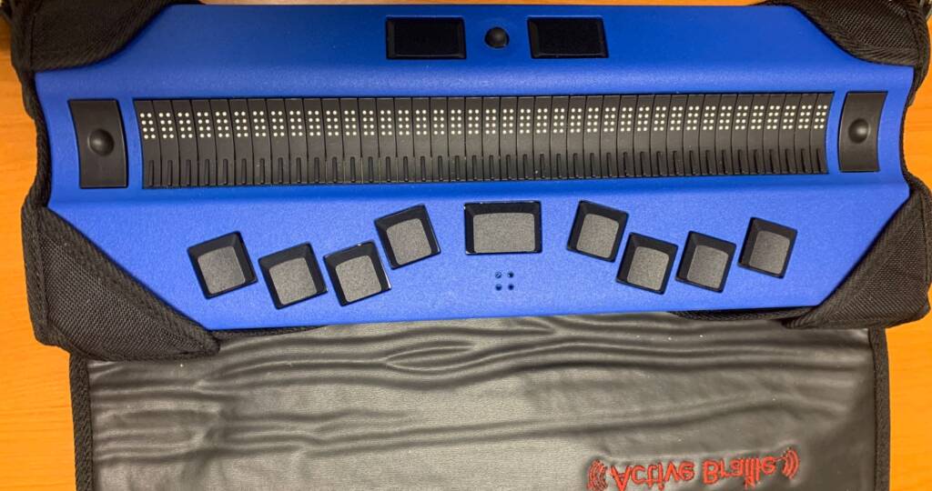A blue and black Active Braille