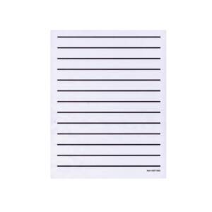 A white piece of paper with bold horizontal black lines on it