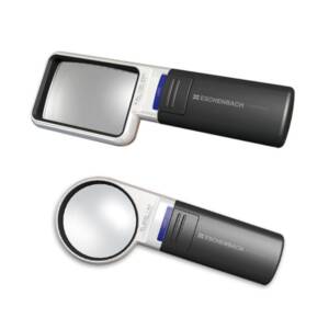 2 grey and black hand-held magnifiers