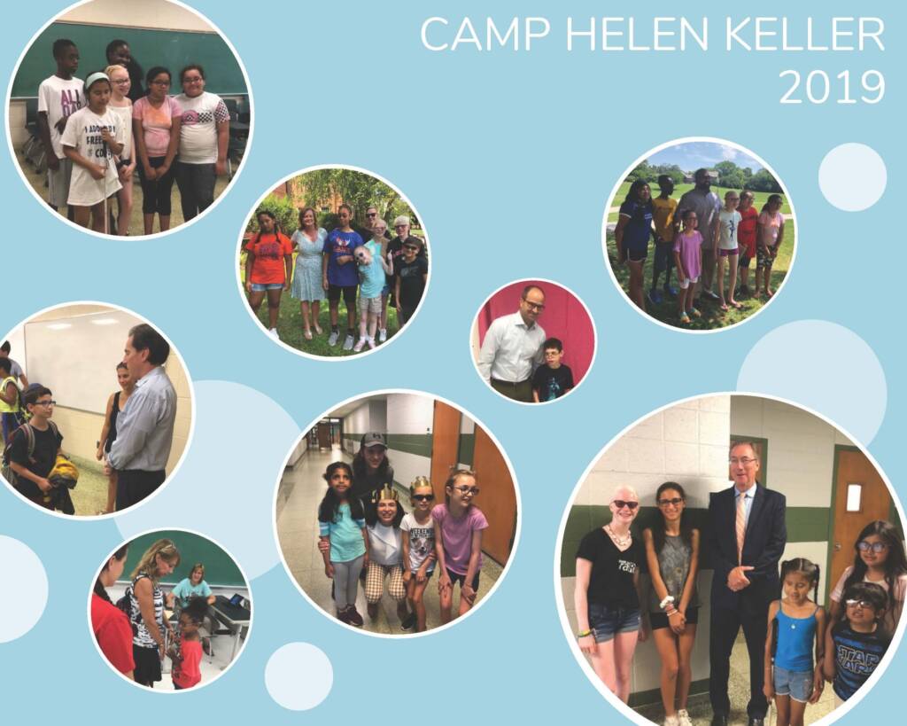 A collage of children in classrooms and outside