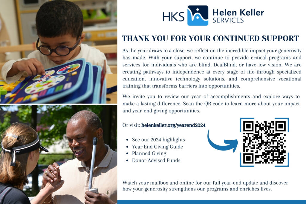 Year-end postcard from Helen Keller Services. 