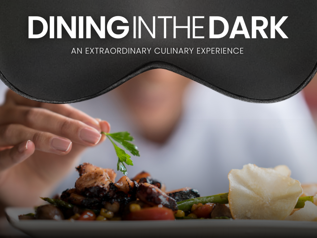 Helen Keller Services Dining in the Dark event graphic.