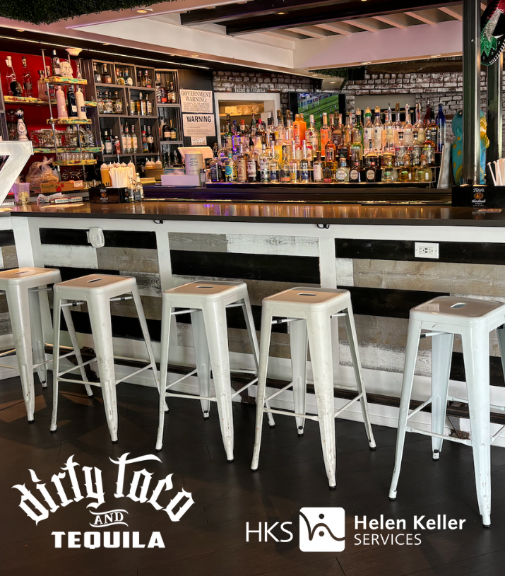 Image of restaurant bar with logos