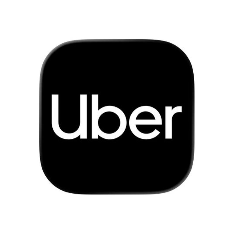 Uber app icon, the word Uber in white on a black rounded square.